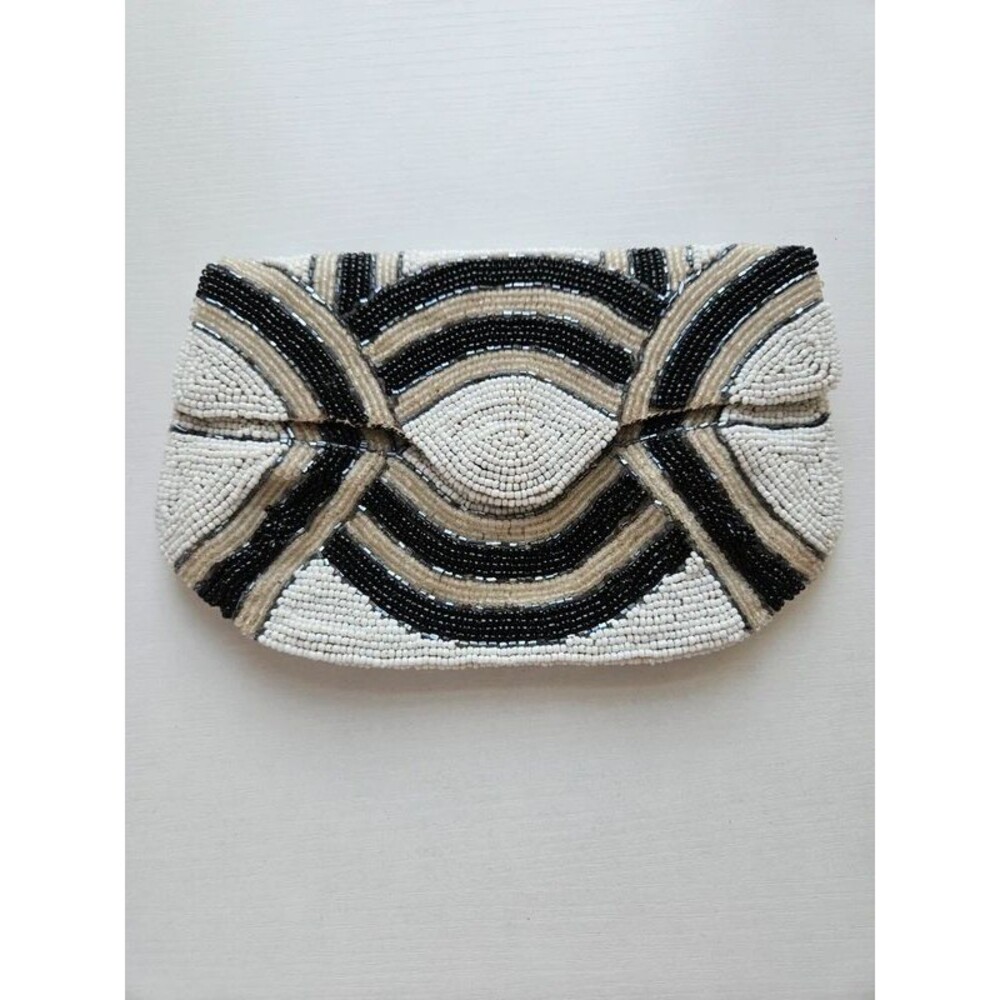 J.CREW Art Deco Style Beaded Mini Handbag / Clutch | silk lining
